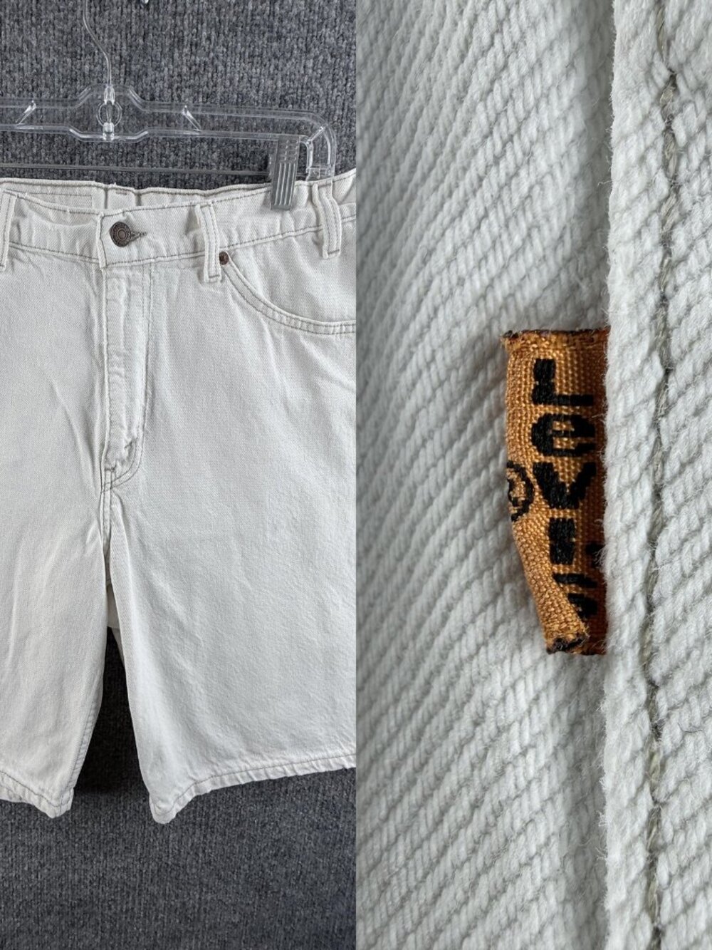 VTG Levis 550 Relax Orange Tab Shorts Denim 33 Mens Jorts White Casual ACTL 32x9